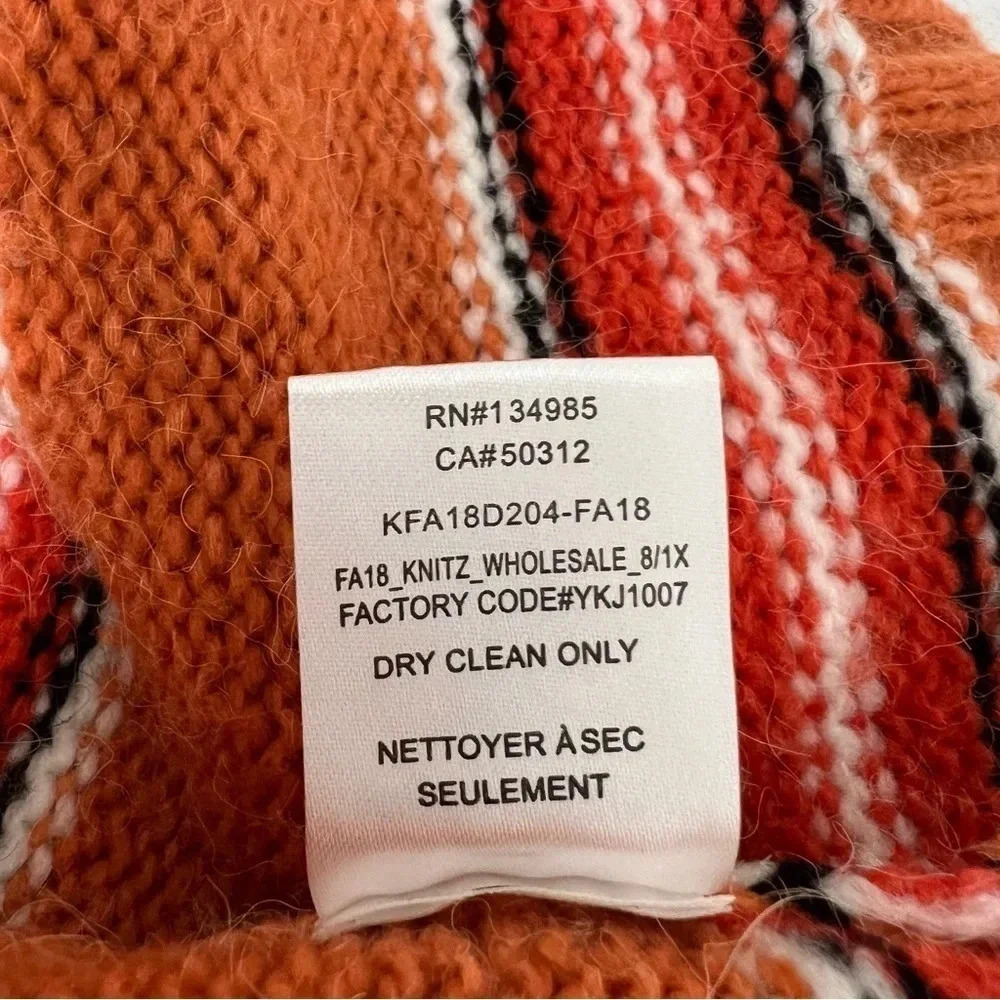 For Love & Lemons Charlie Sweater Orange Striped Oversize Crew Neck Pullover S - Picture 8 of 9